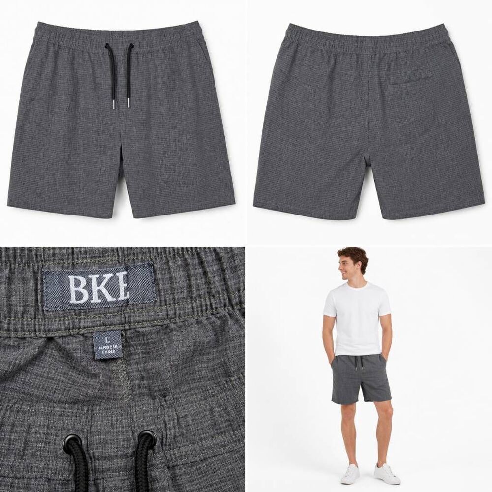 BKE Gray Stretch Pull On Shorts Men's Large Drawstring